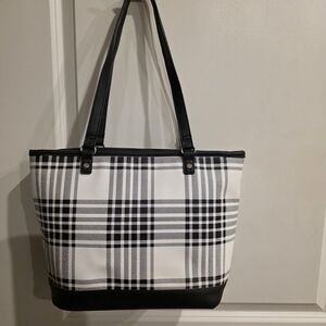 Thirty-One Black and White Checkered Tote